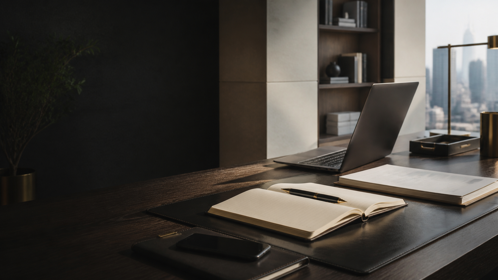 An impeccably organized executive workspace